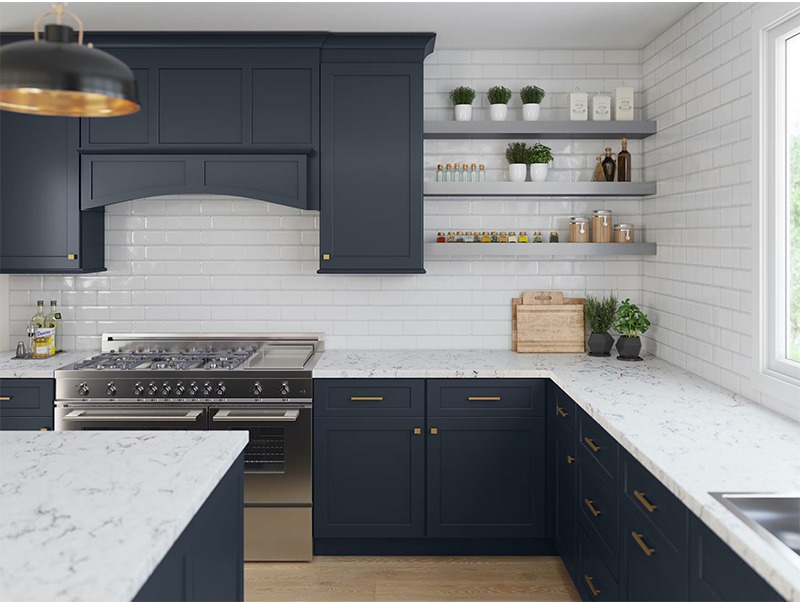 Dark kitchen cabinet